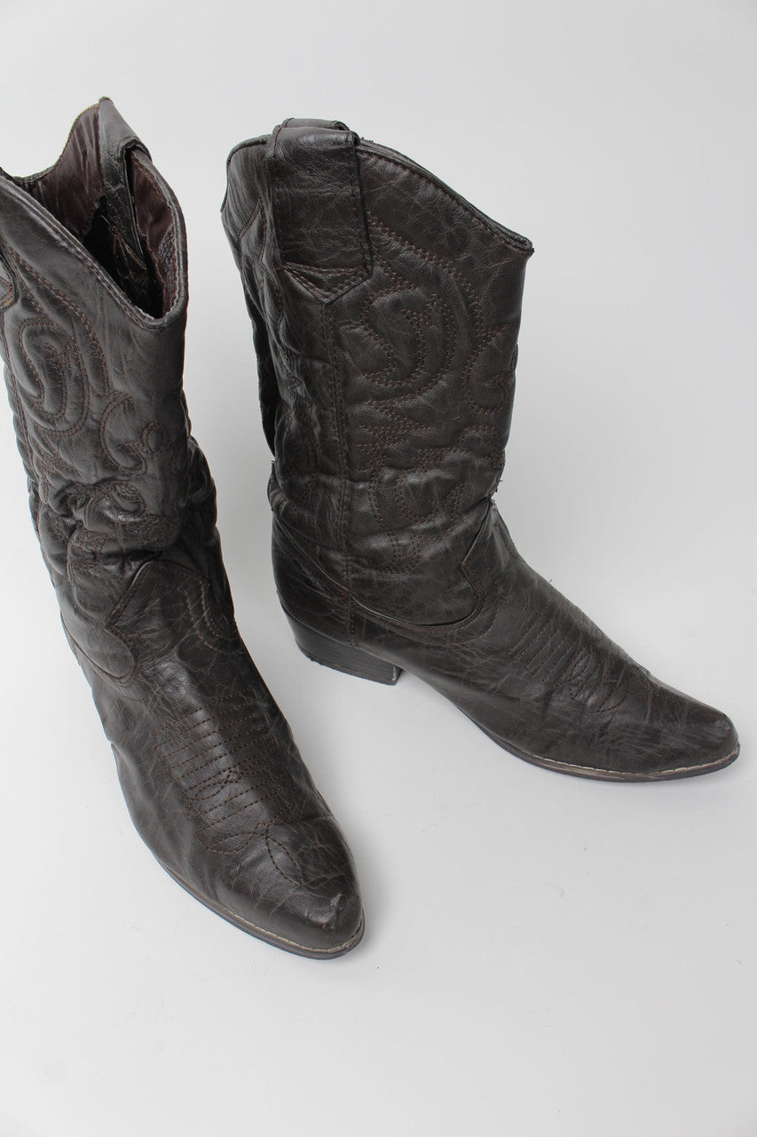 Dark Brown Cowboy Boots (Sz. 8.5) 1275