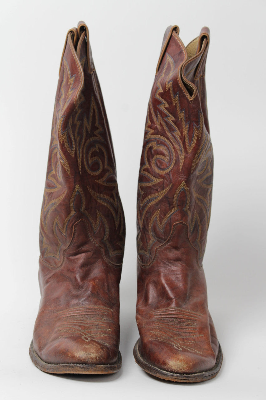 Brown Justin Cowboy Boots (Sz. 9 D) 1282