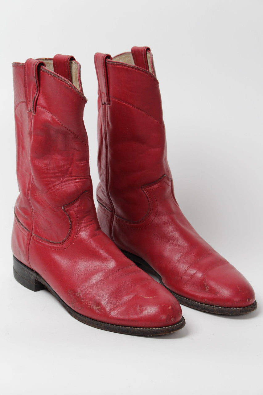 Justin Cowboy Red Boots (Sz. 8 B) 1283