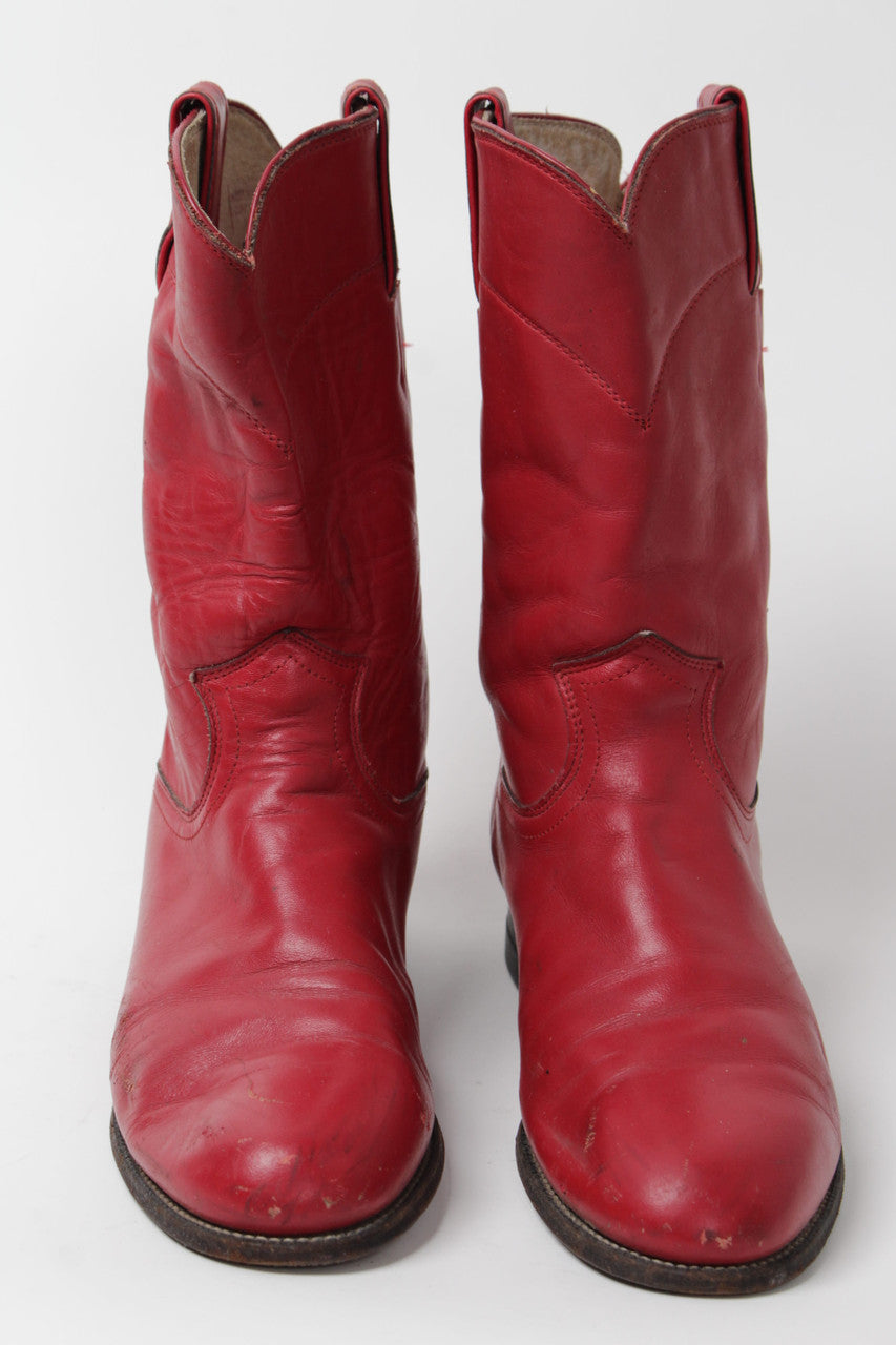 Justin Cowboy Red Boots (Sz. 8 B) 1283