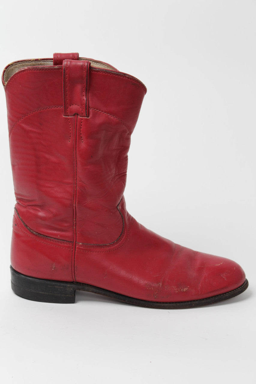 Justin Cowboy Red Boots (Sz. 8 B) 1283