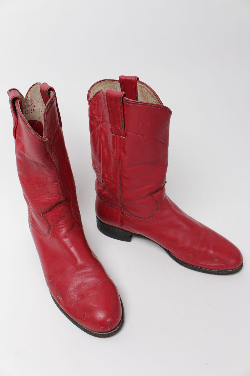 Justin Cowboy Red Boots (Sz. 8 B) 1283