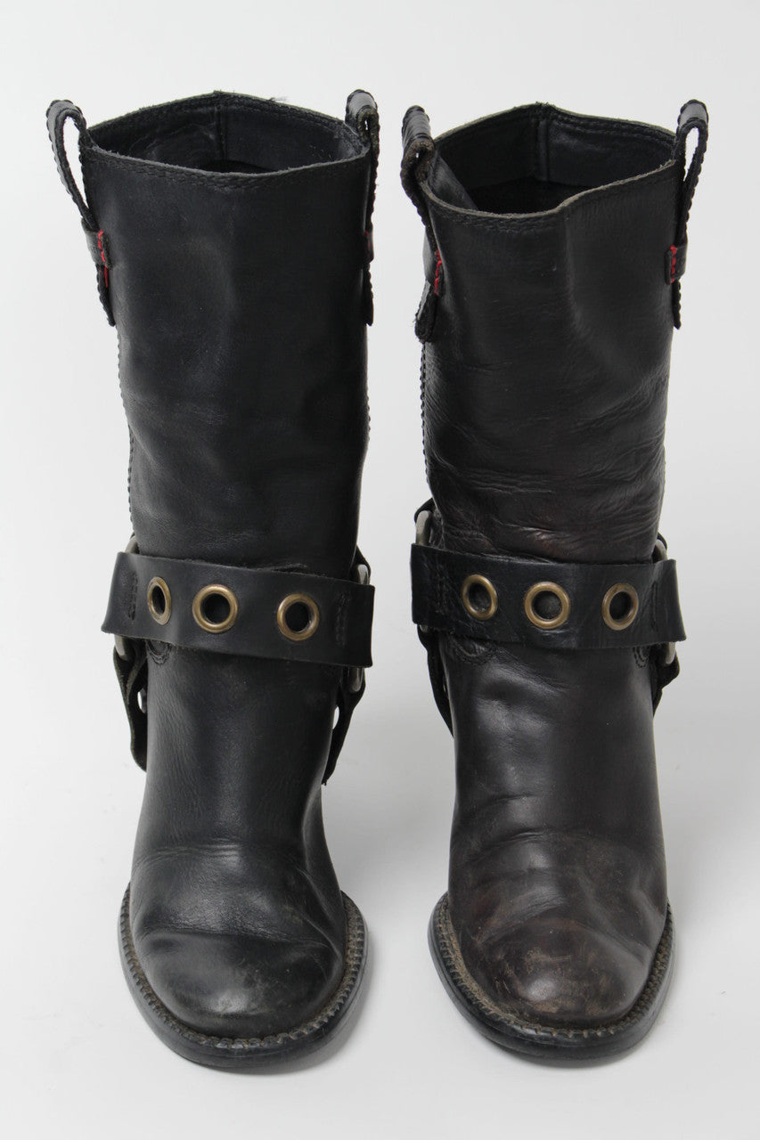 Tommy Hilfiger Black High Heel Cowboy Boots (Sz. 5.5) 1287