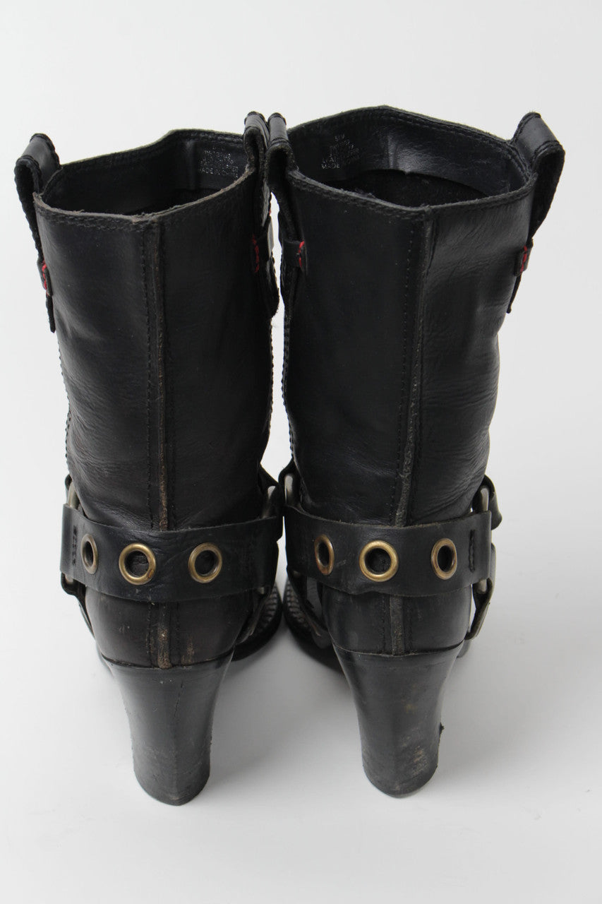 Tommy Hilfiger Black High Heel Cowboy Boots (Sz. 5.5) 1287