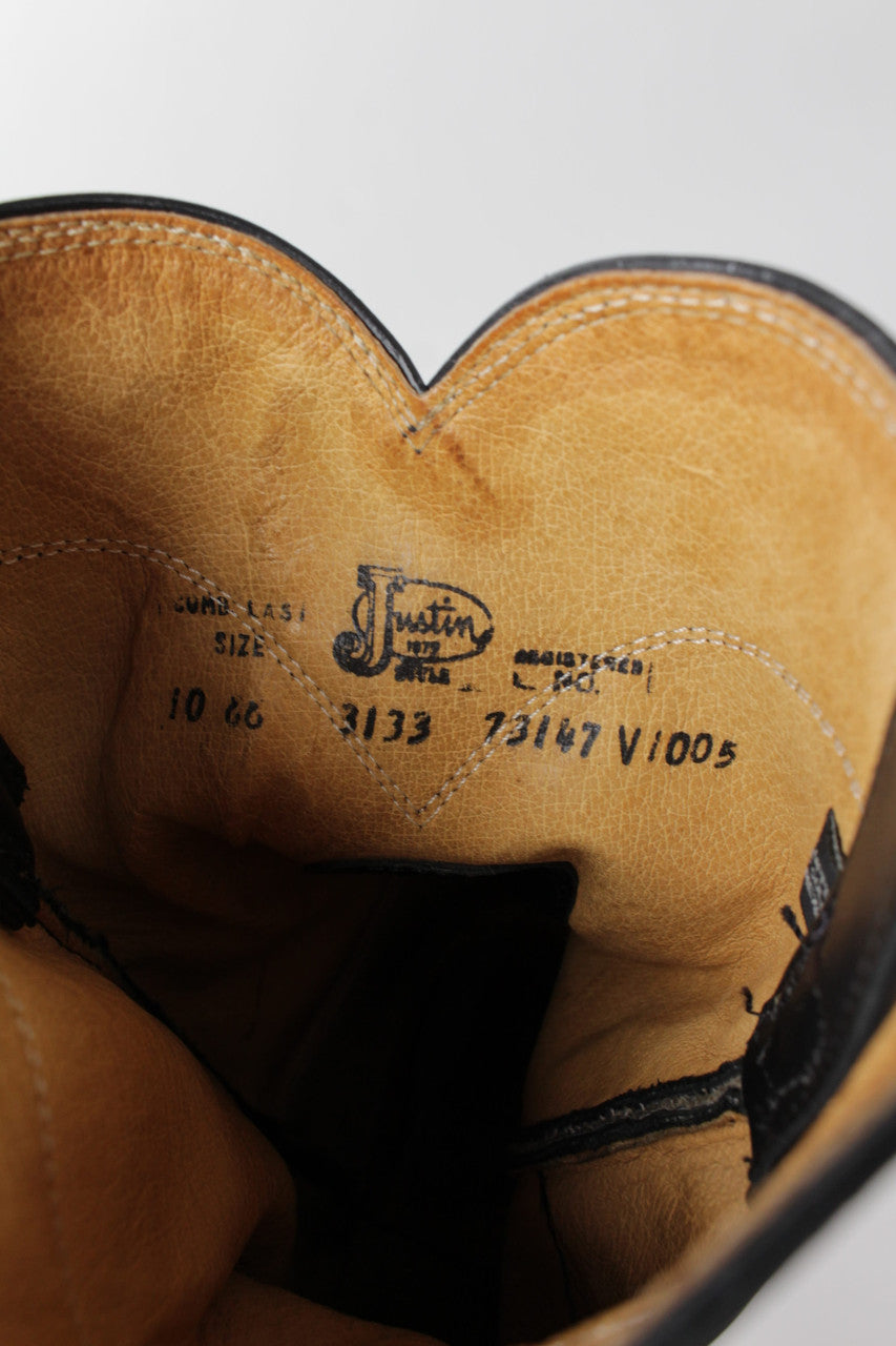Black Justin Cowboy Boots (Sz. 10) 1289