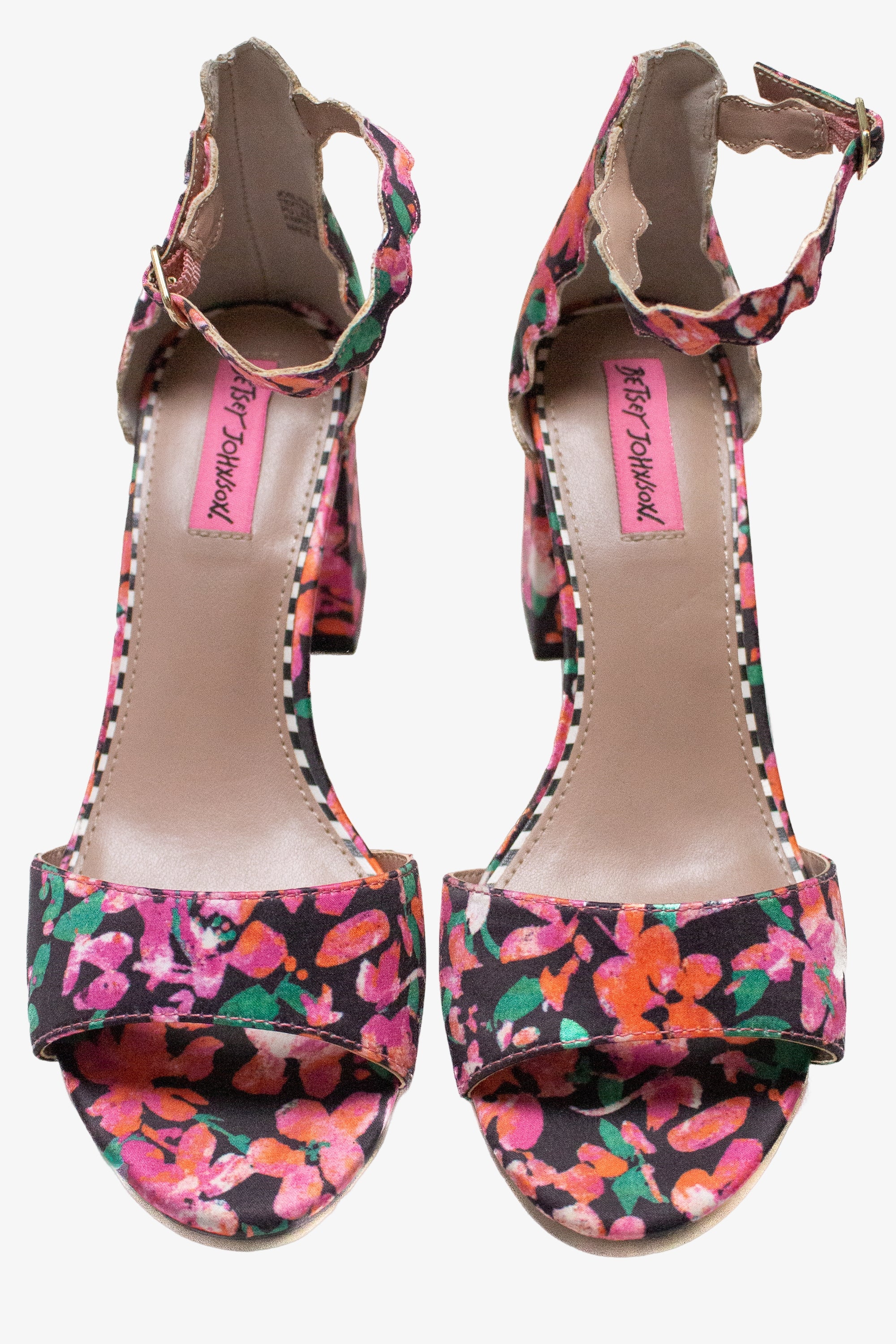 Betsey Johnson Floral Print Block Heel Pumps Sz 8M