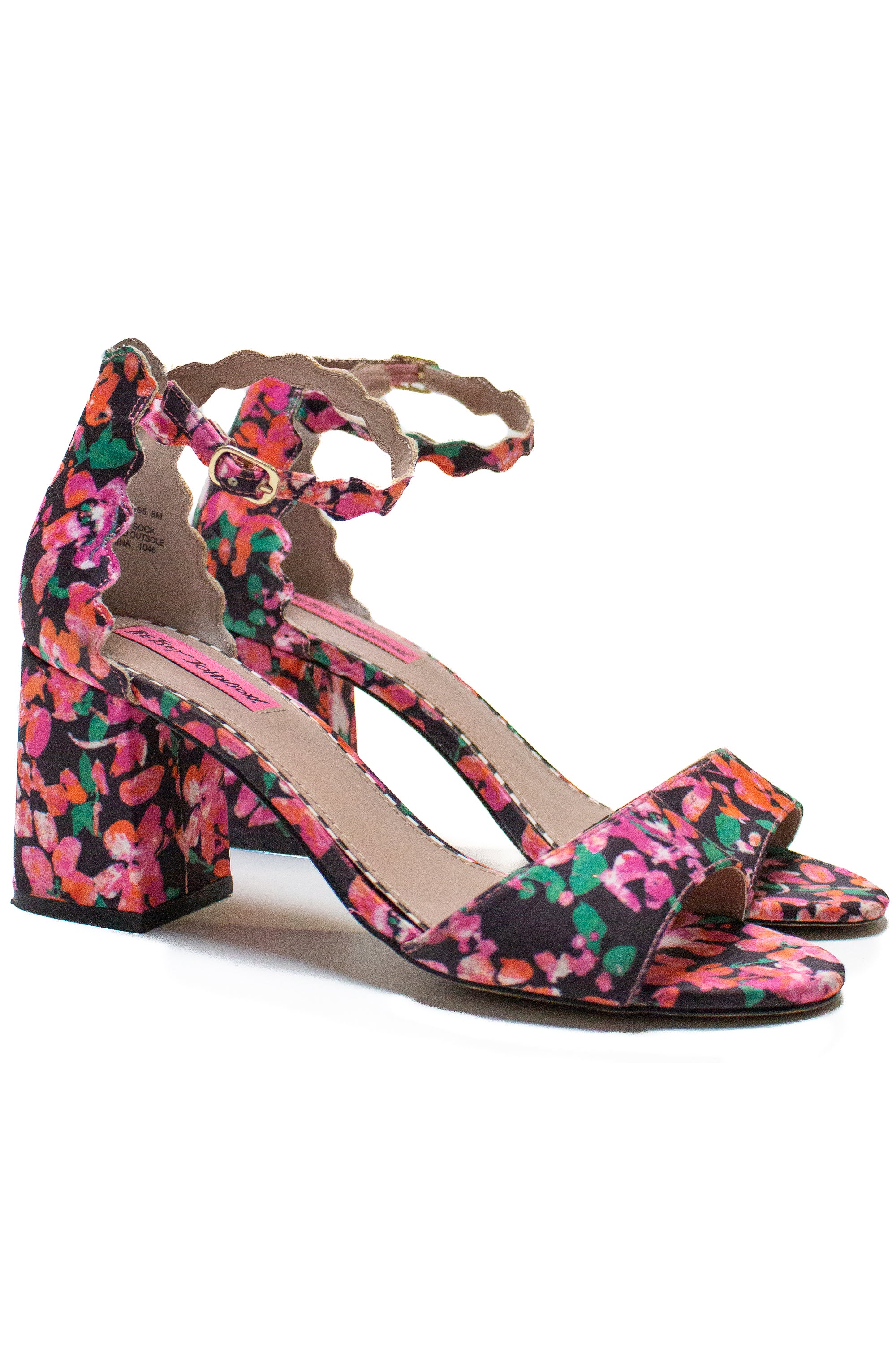 Betsey Johnson Floral Print Block Heel Pumps Sz 8M