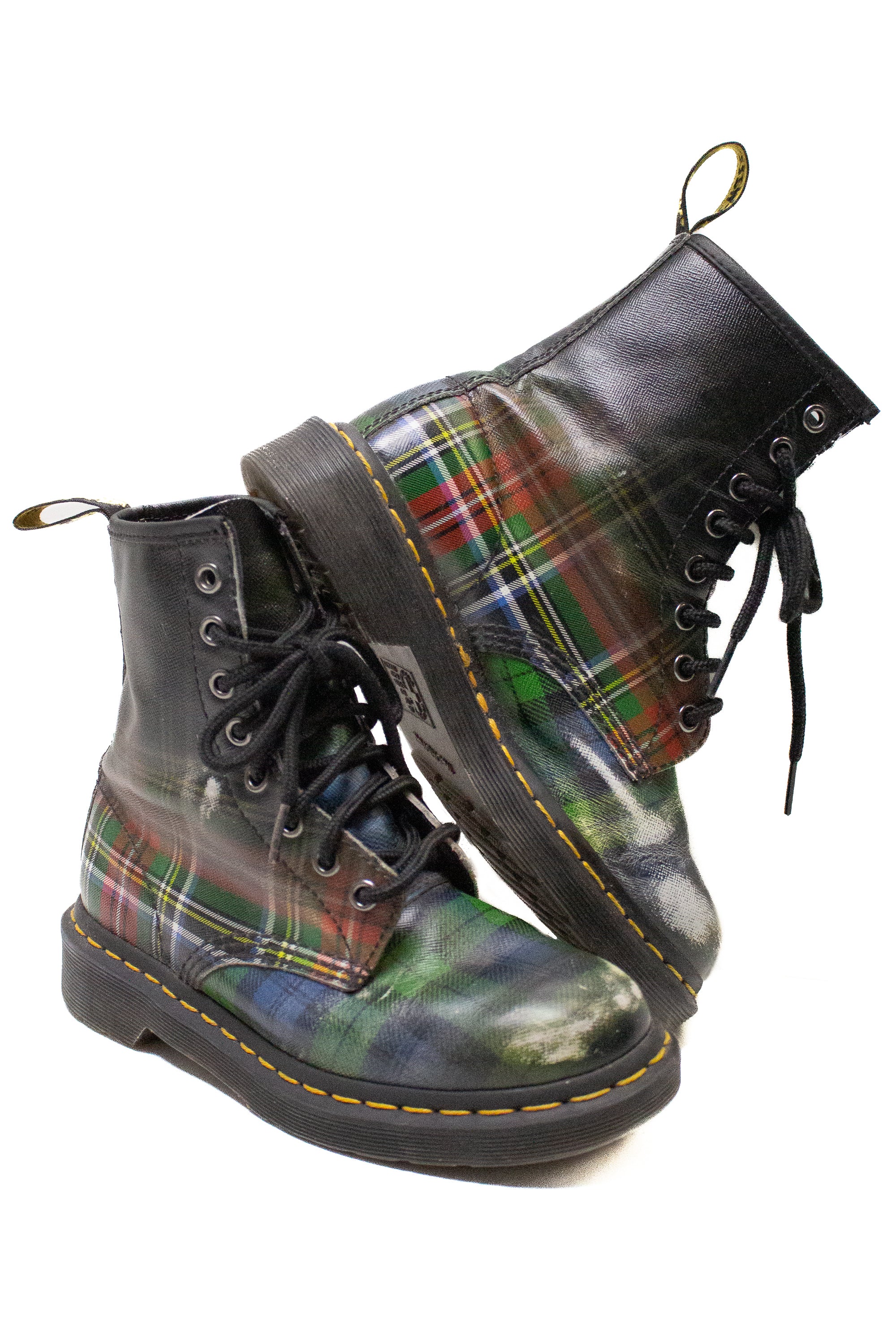 Dr. Martens 1460 Tartan Plaid Leather Lace Up Boots Women's Sz 5