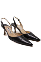 Jimmy Choo Black Leather Pointed Toe Sling Back Kitten Heels Sz 36.5