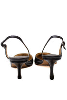 Jimmy Choo Black Leather Pointed Toe Sling Back Kitten Heels Sz 36.5