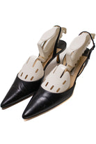 Jimmy Choo Black Leather Pointed Toe Sling Back Kitten Heels Sz 36.5