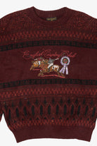 Vintage Burgundy "English Country Club" Jean Legalli Embroidered Sweater (1990s)