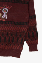Vintage Burgundy "English Country Club" Jean Legalli Embroidered Sweater (1990s)