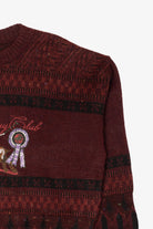 Vintage Burgundy "English Country Club" Jean Legalli Embroidered Sweater (1990s)