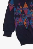Vintage Navy Blue Navigare Geometric Graphic Sweater (1990s)