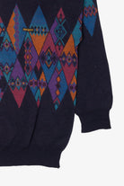 Vintage Navy Blue Navigare Geometric Graphic Sweater (1990s)