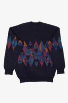 Vintage Navy Blue Navigare Geometric Graphic Sweater (1990s)