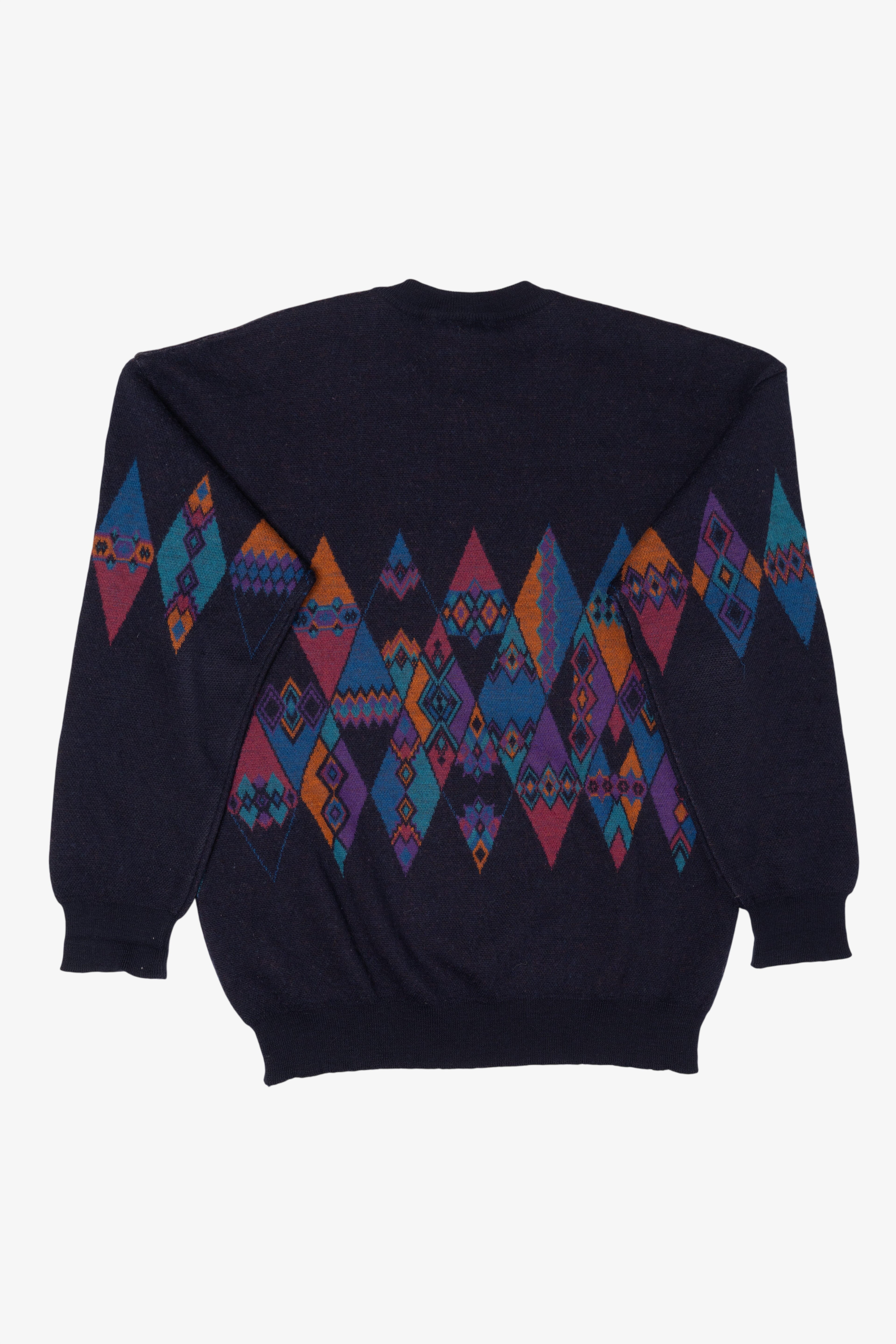 Vintage Navy Blue Navigare Geometric Graphic Sweater (1990s)