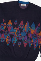 Vintage Navy Blue Navigare Geometric Graphic Sweater (1990s)
