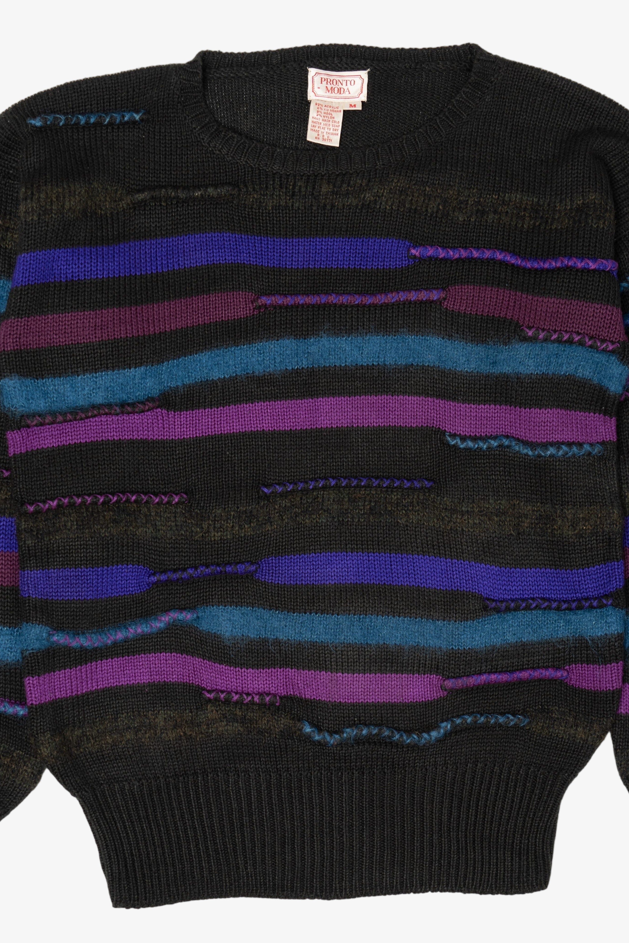 Vintage Striped Textured Knit Pronto Moda Sweater (1980s)