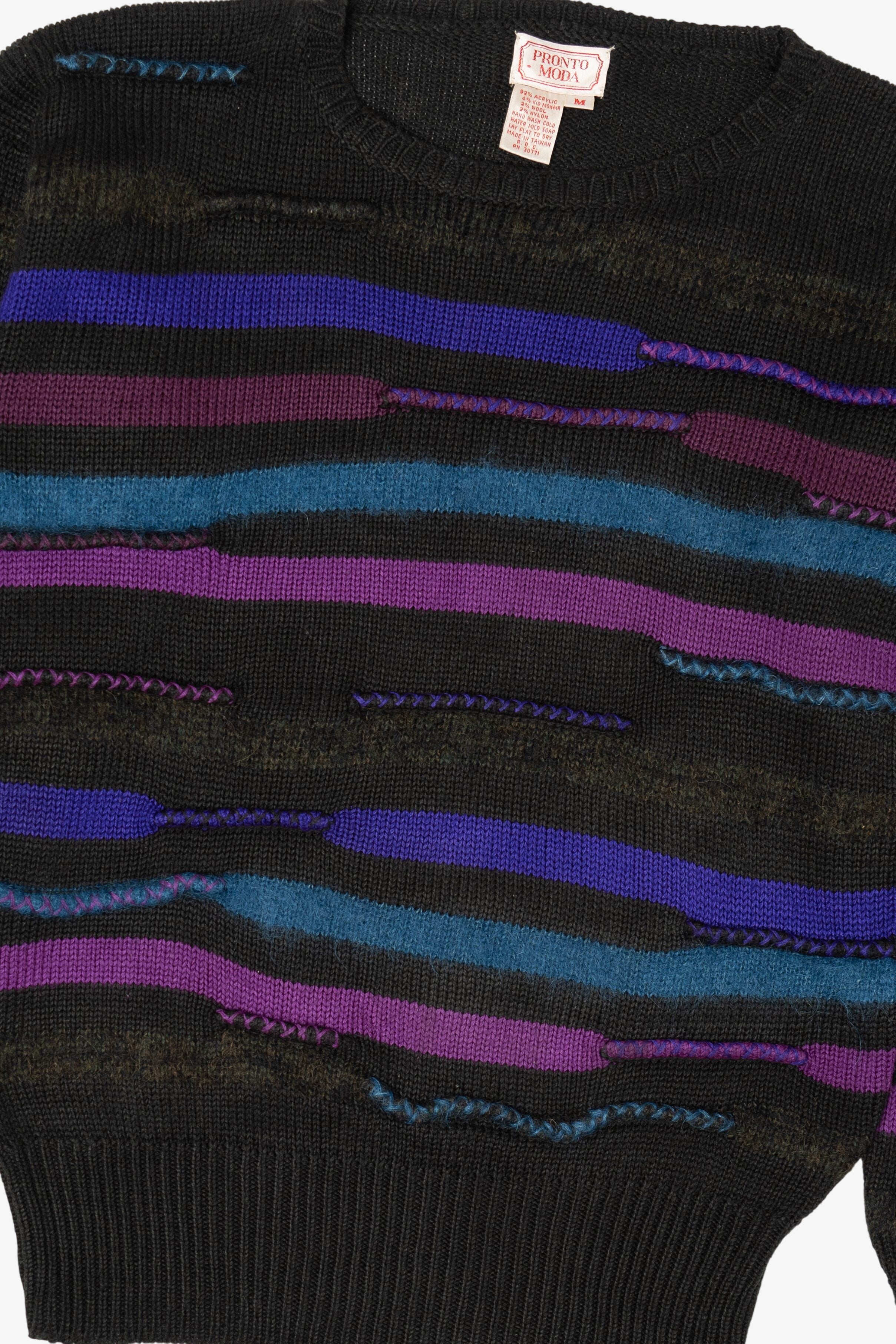 Vintage Striped Textured Knit Pronto Moda Sweater (1980s)