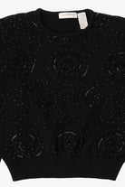 Vintage Black Liz Claiborne Bead Embroidered Sweater (1990s)