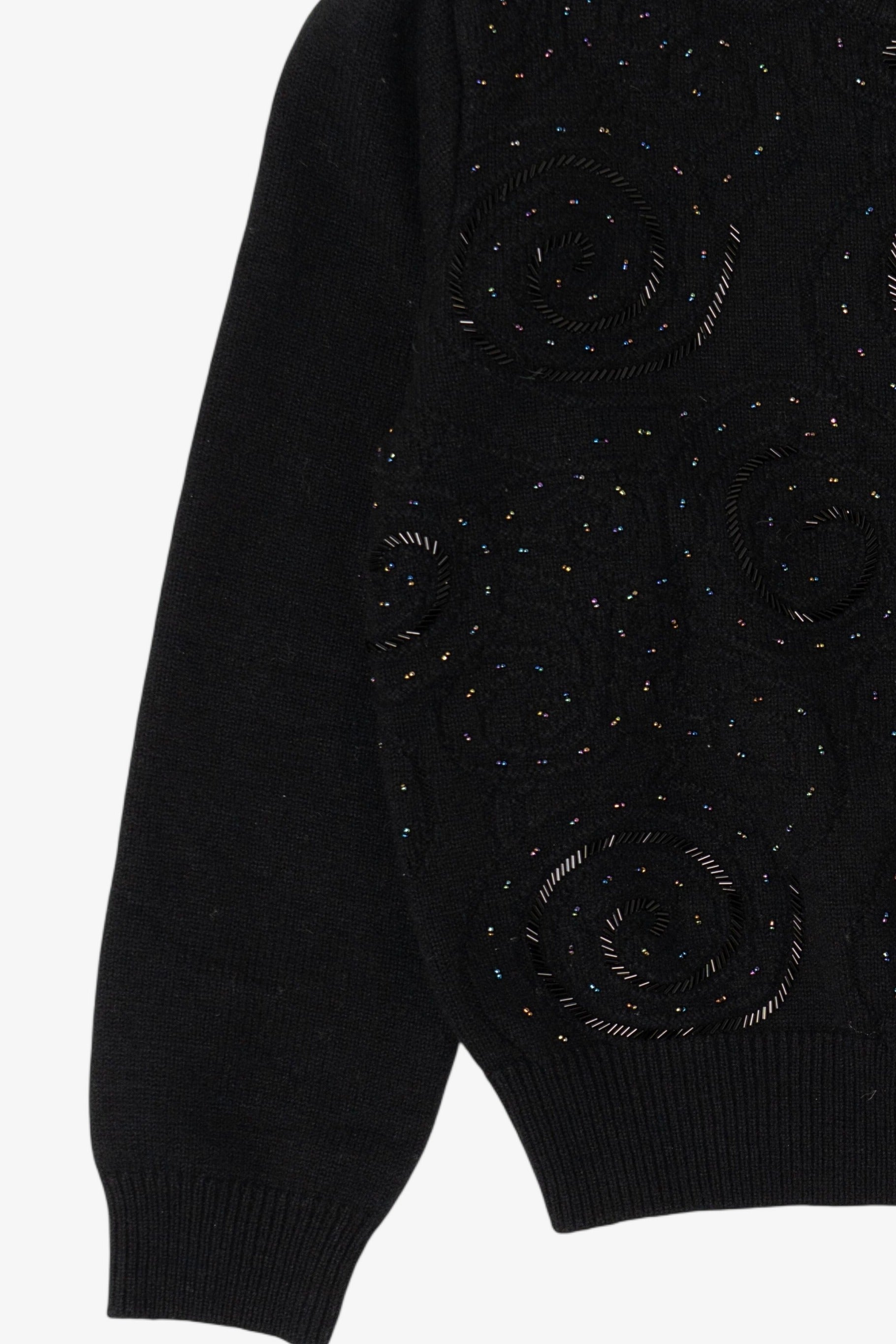 Vintage Black Liz Claiborne Bead Embroidered Sweater (1990s)