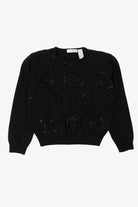 Vintage Black Liz Claiborne Bead Embroidered Sweater (1990s)