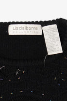 Vintage Black Liz Claiborne Bead Embroidered Sweater (1990s)