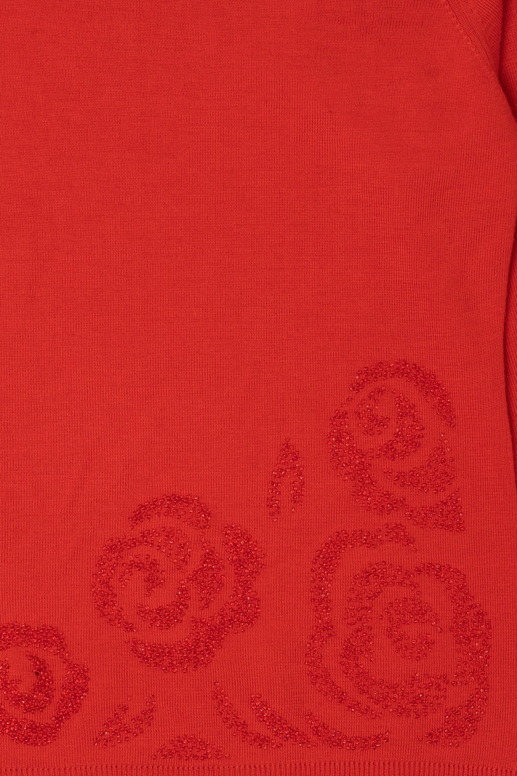 Vintage Red I.K.C Bead Embroidered Sweater (1990s)