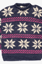 Vintage Navy Blue Snowflake Pattern Reywear Sweater (1980s)