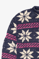 Vintage Navy Blue Snowflake Pattern Reywear Sweater (1980s)