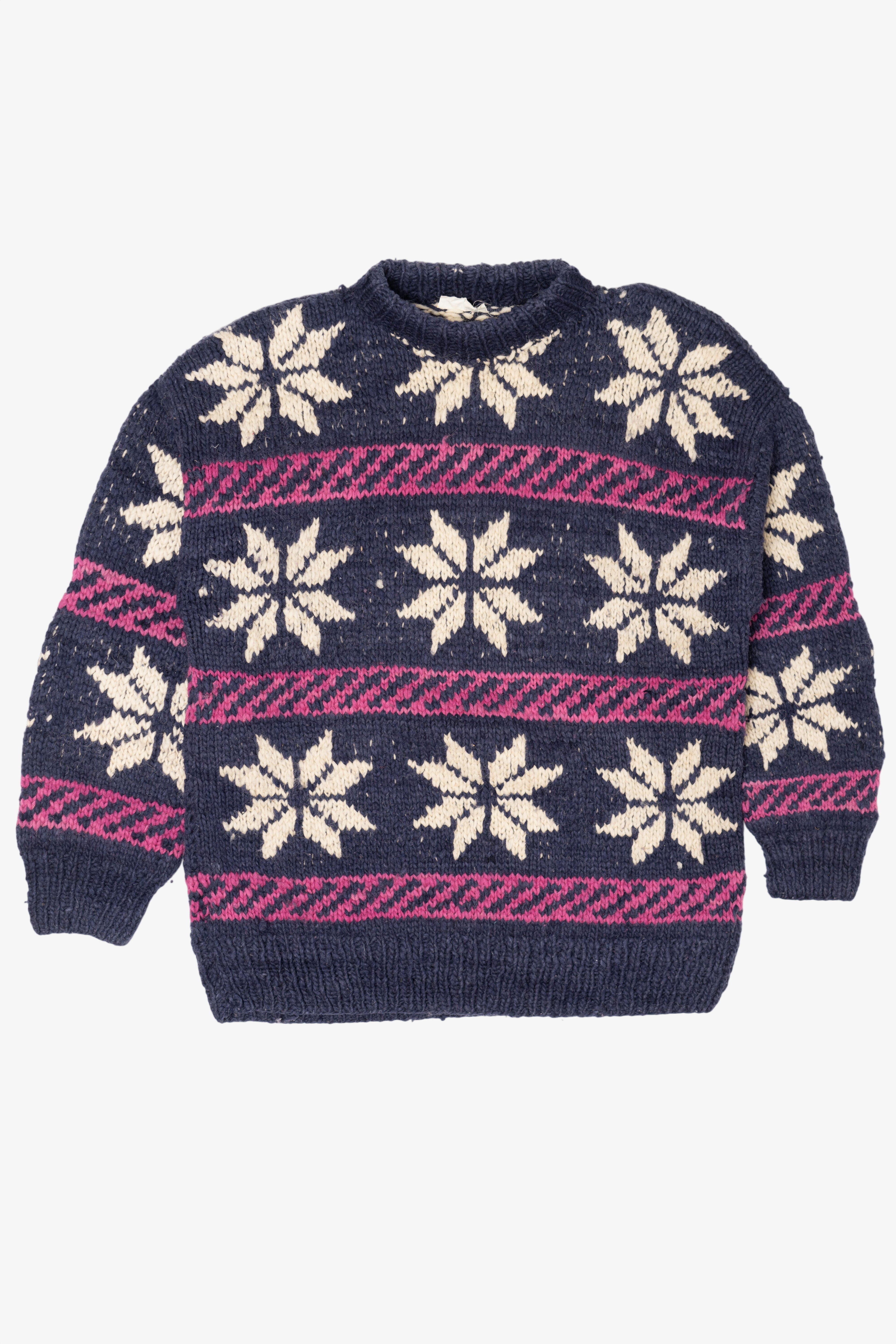 Vintage Navy Blue Snowflake Pattern Reywear Sweater (1980s)