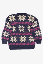 Vintage Navy Blue Snowflake Pattern Reywear Sweater (1980s)
