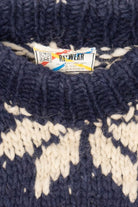 Vintage Navy Blue Snowflake Pattern Reywear Sweater (1980s)