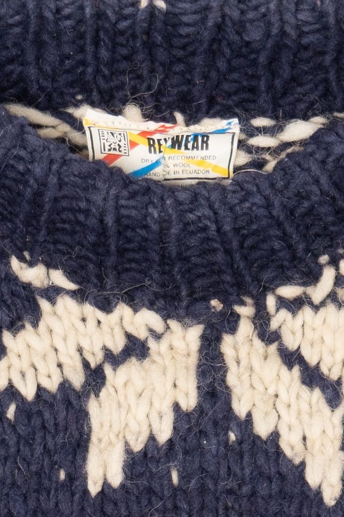 Vintage Navy Blue Snowflake Pattern Reywear Sweater (1980s)