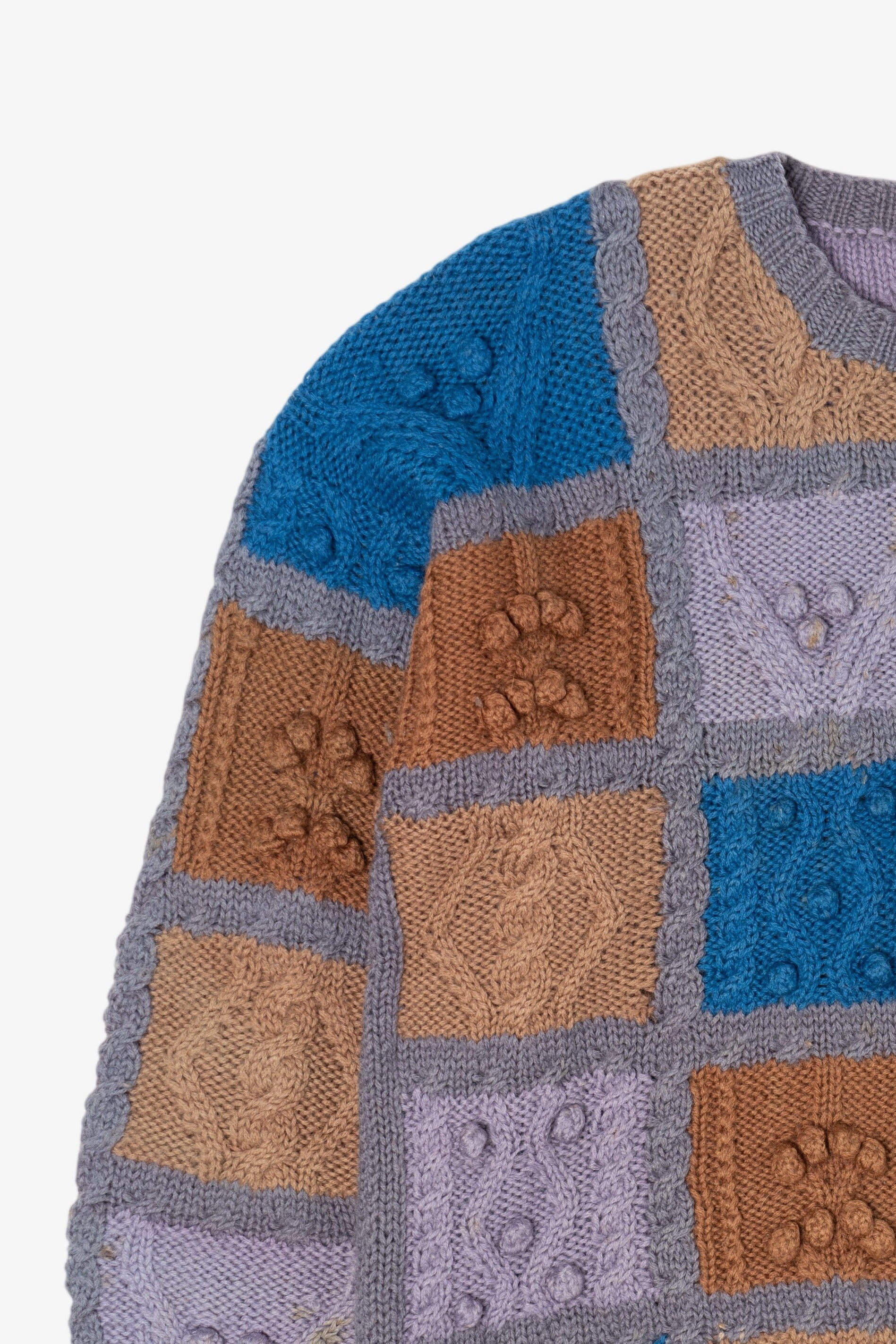 Vintage Hand Knit Lintex Patchwork Sweater (1980s)