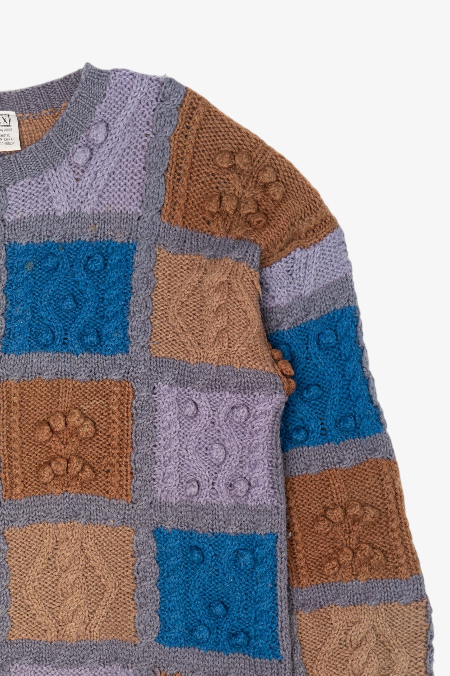Vintage Hand Knit Lintex Patchwork Sweater (1980s)