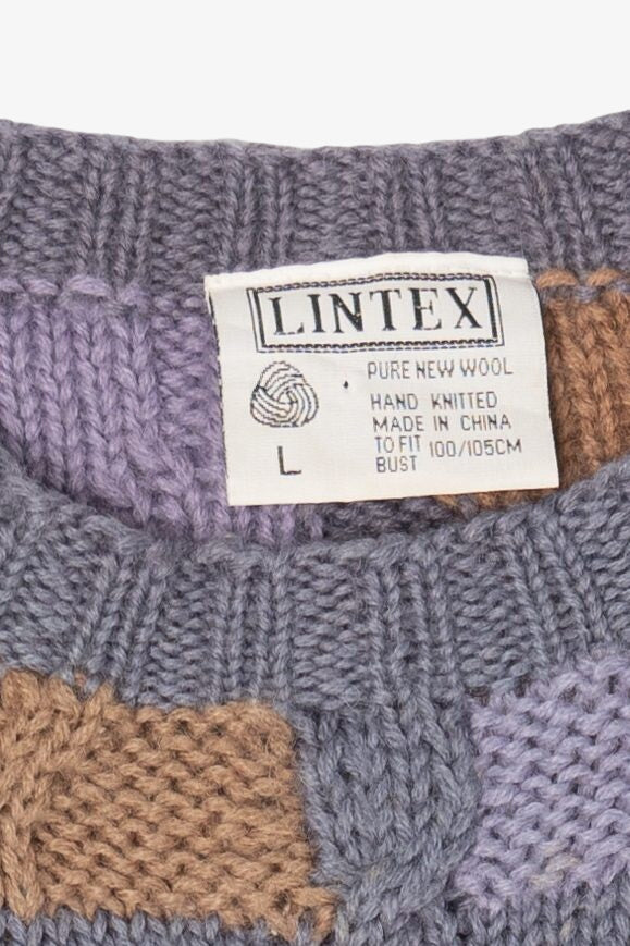 Vintage Hand Knit Lintex Patchwork Sweater (1980s)