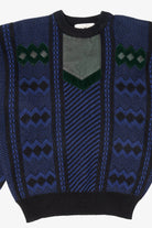 Vintage Blue Geometric Jackie Vital Sweater (1980s)