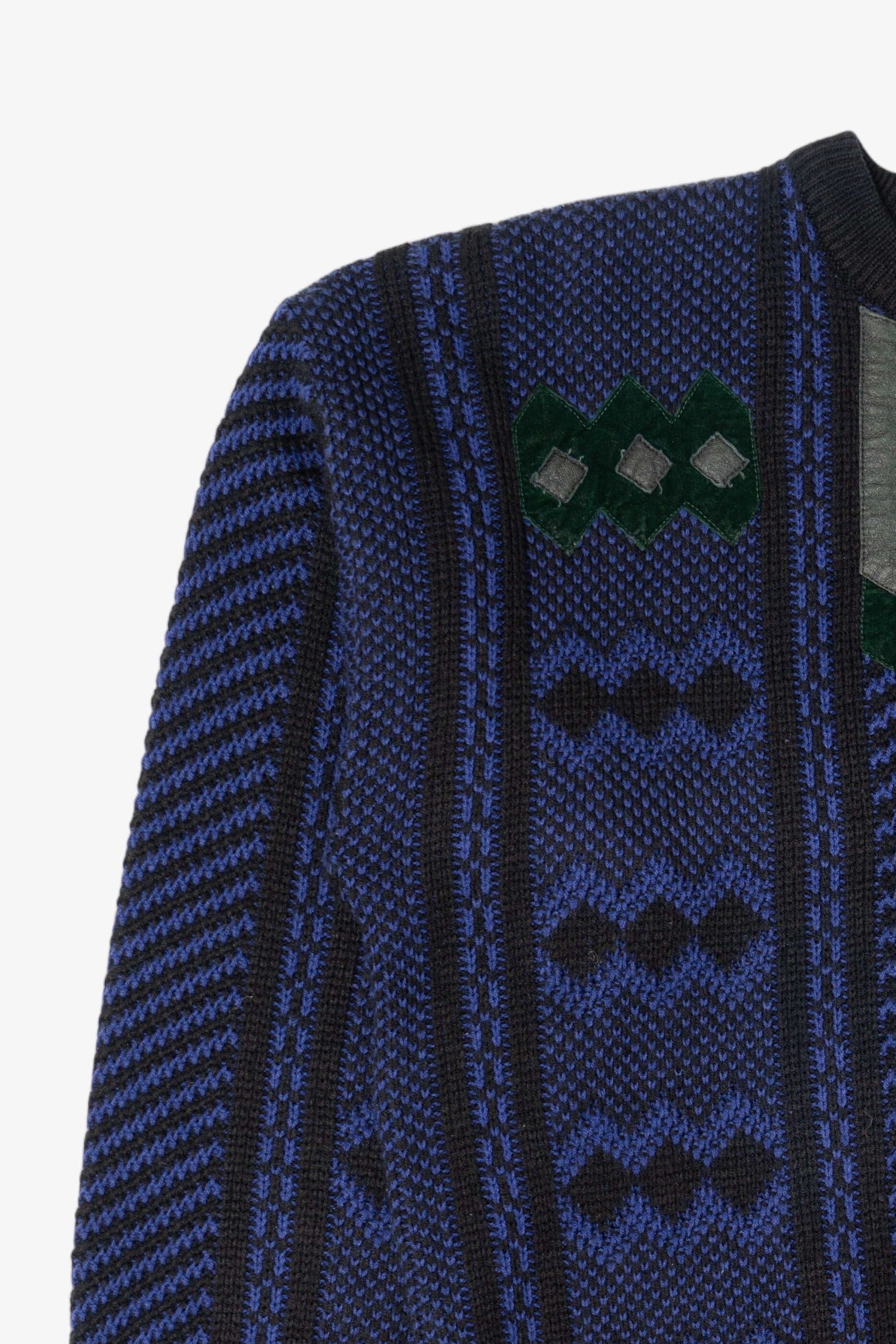Vintage Blue Geometric Jackie Vital Sweater (1980s)