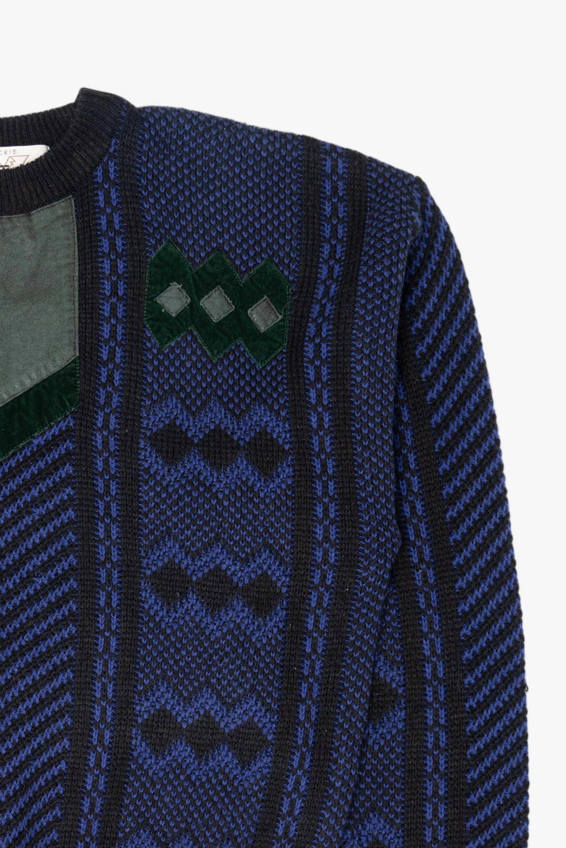 Vintage Blue Geometric Jackie Vital Sweater (1980s)