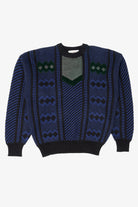 Vintage Blue Geometric Jackie Vital Sweater (1980s)