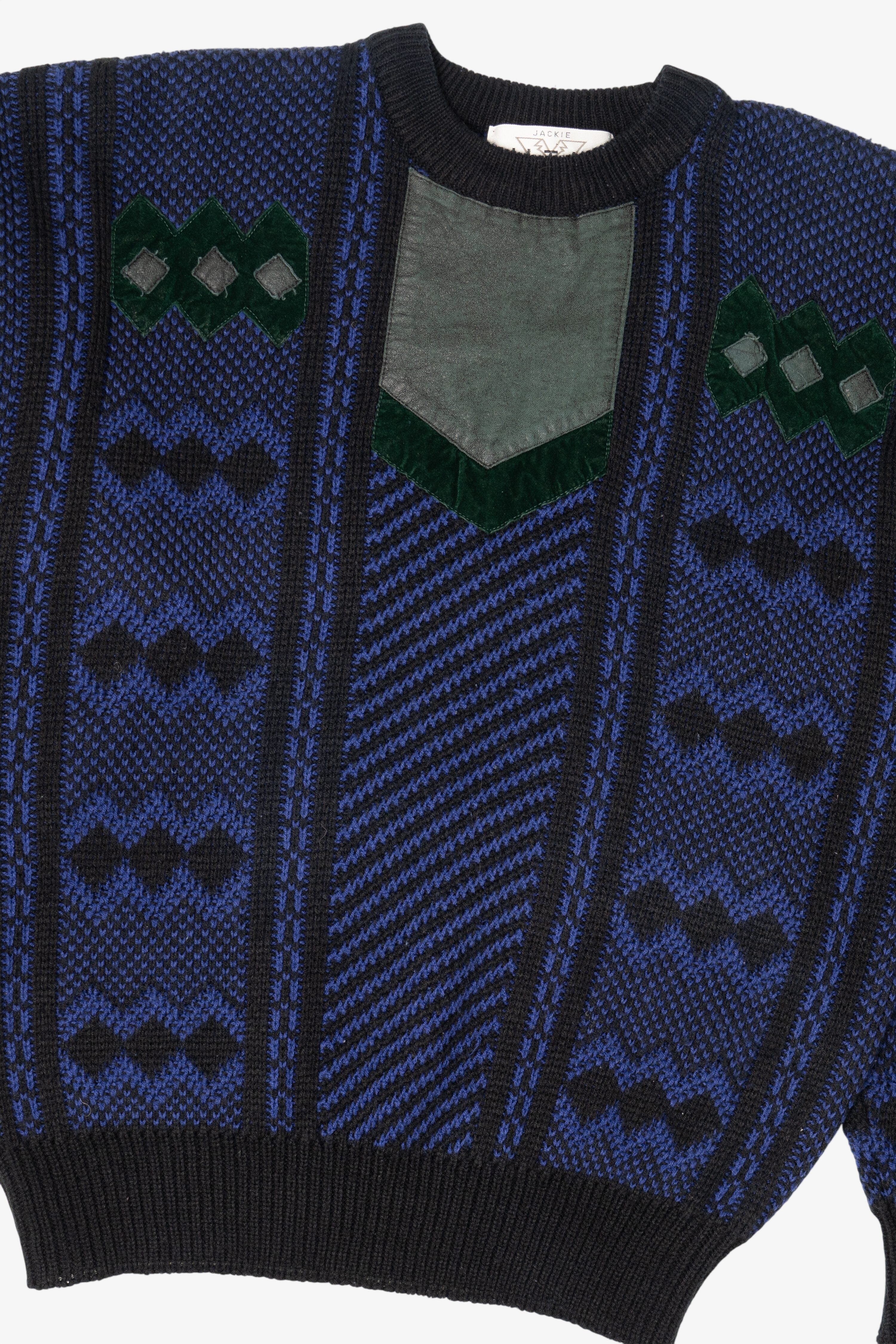Vintage Blue Geometric Jackie Vital Sweater (1980s)