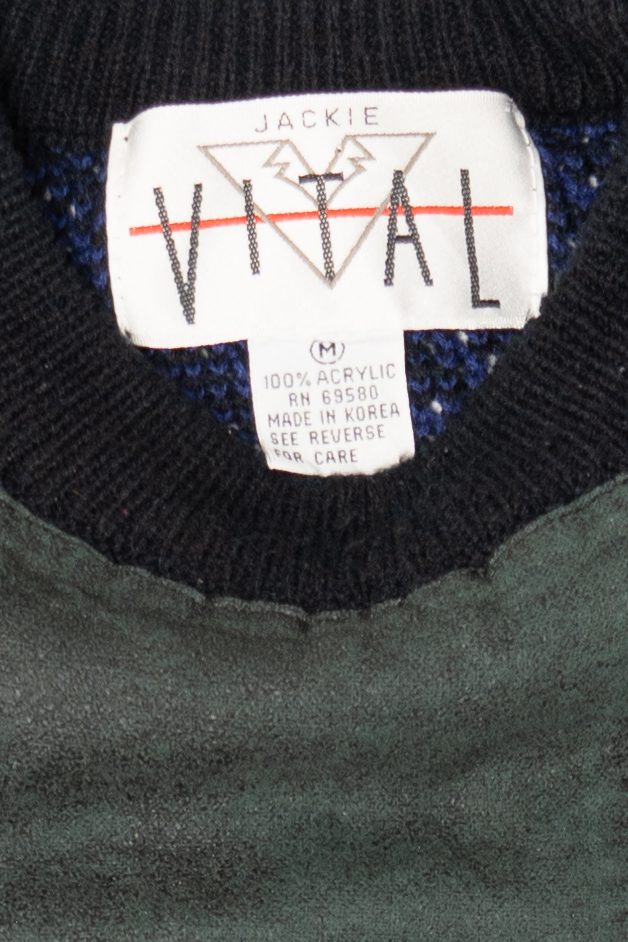 Vintage Blue Geometric Jackie Vital Sweater (1980s)
