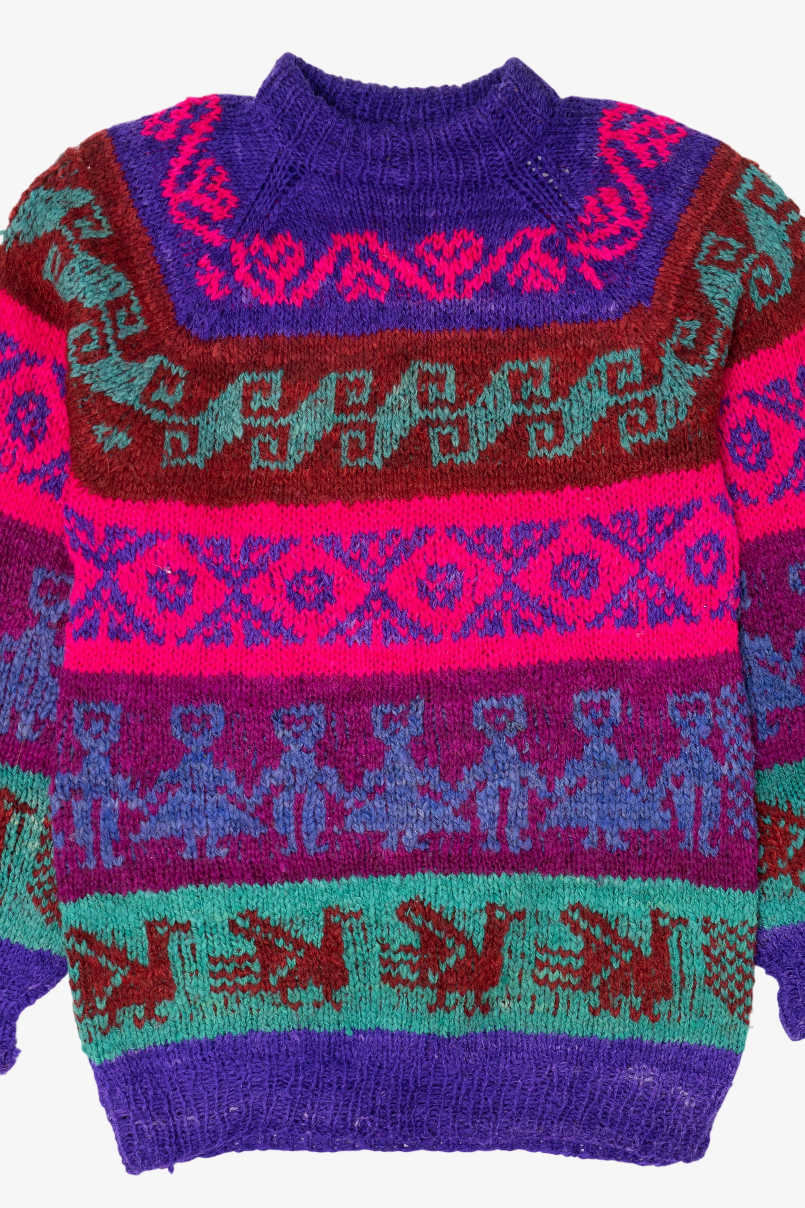 Vintage Distressed Colorful Artesians Incaica Fair Isle Sweater (1980s)