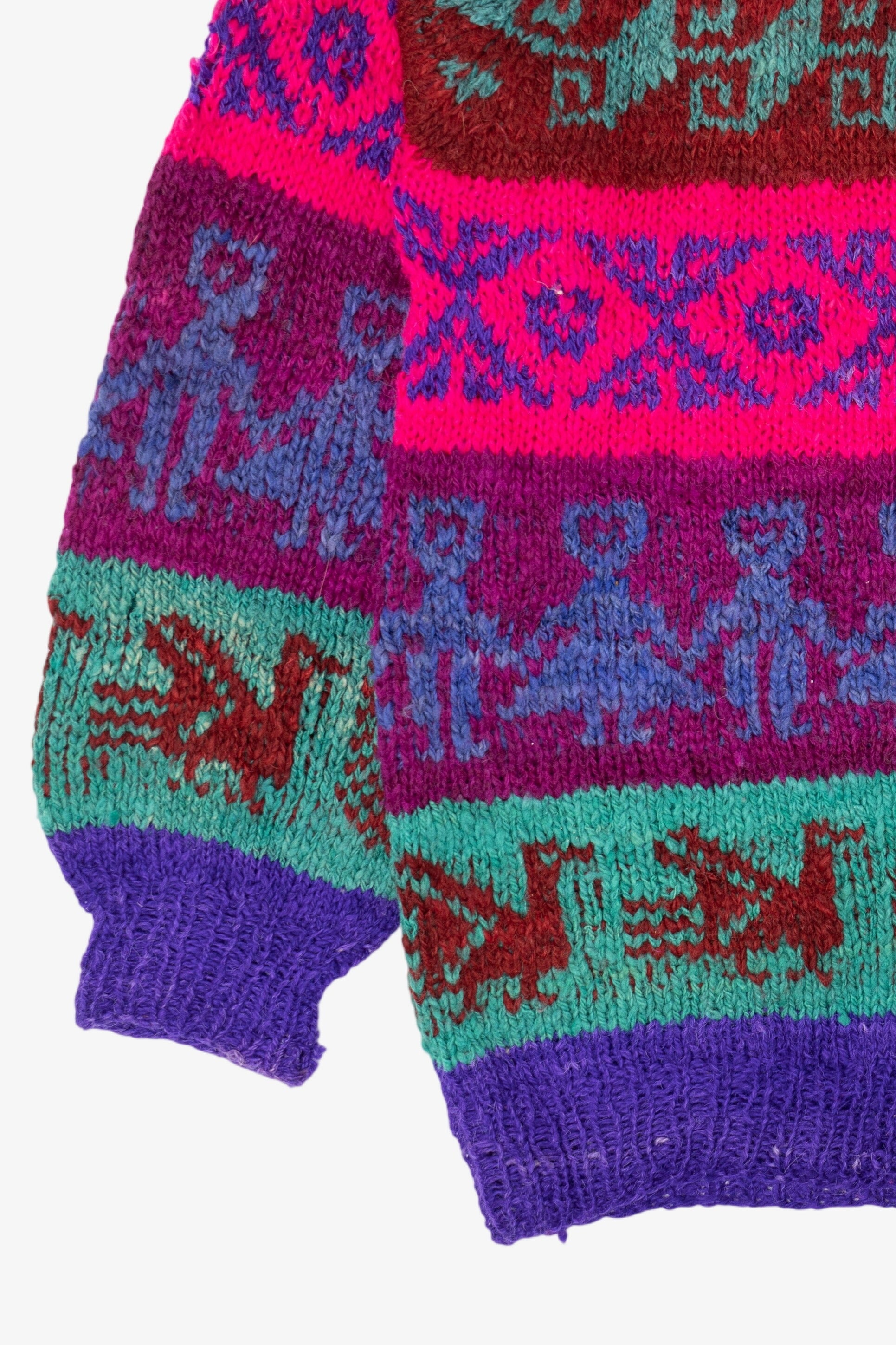 Vintage Distressed Colorful Artesians Incaica Fair Isle Sweater (1980s)