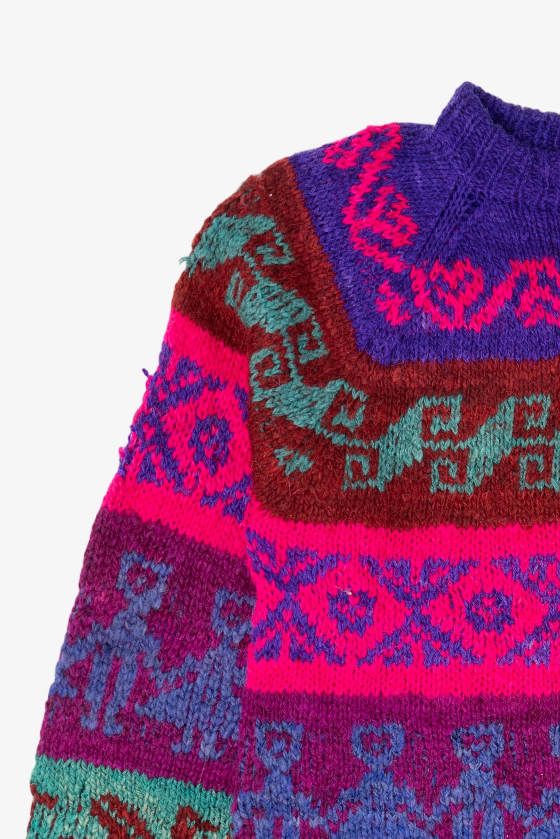 Vintage Distressed Colorful Artesians Incaica Fair Isle Sweater (1980s)