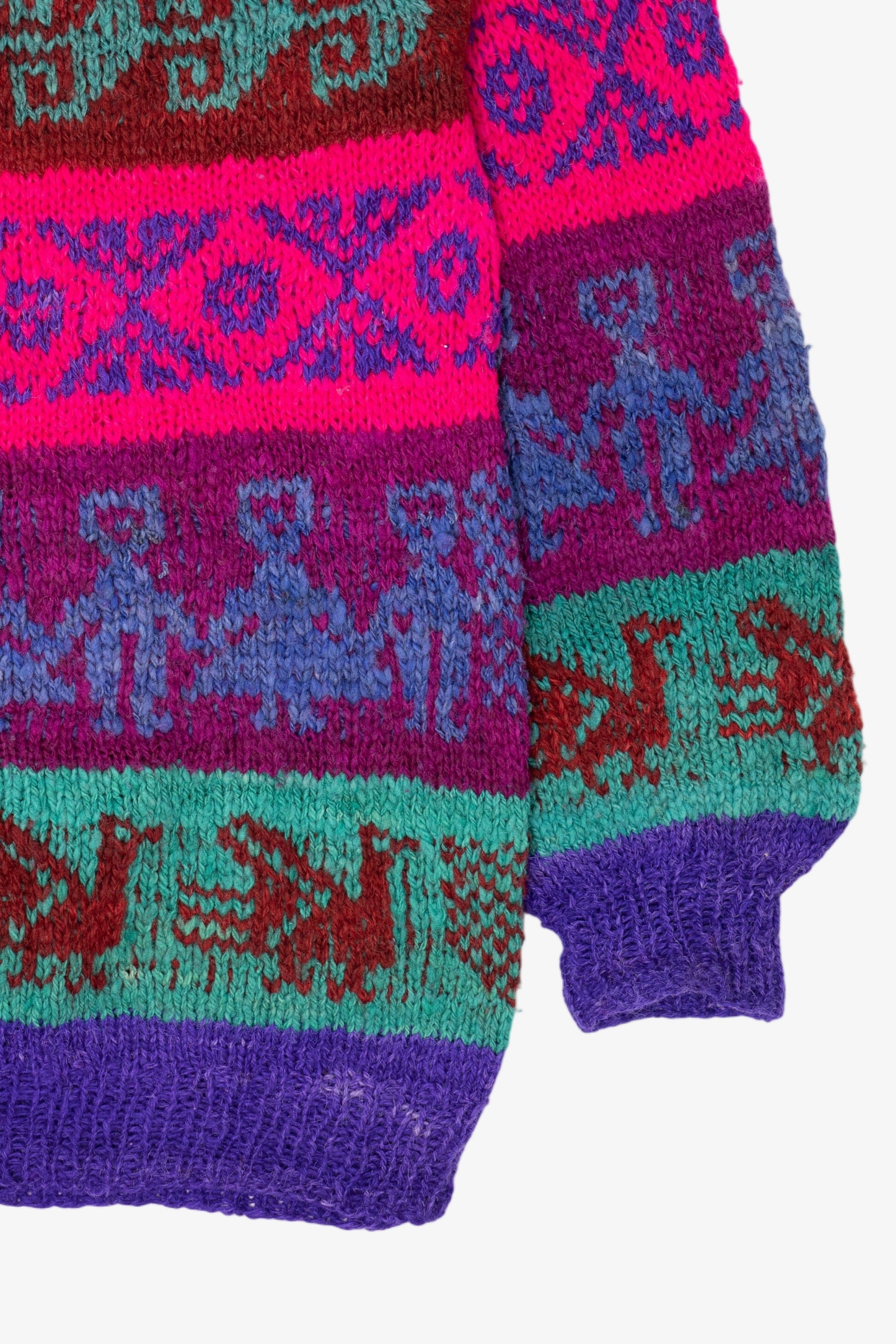 Vintage Distressed Colorful Artesians Incaica Fair Isle Sweater (1980s)