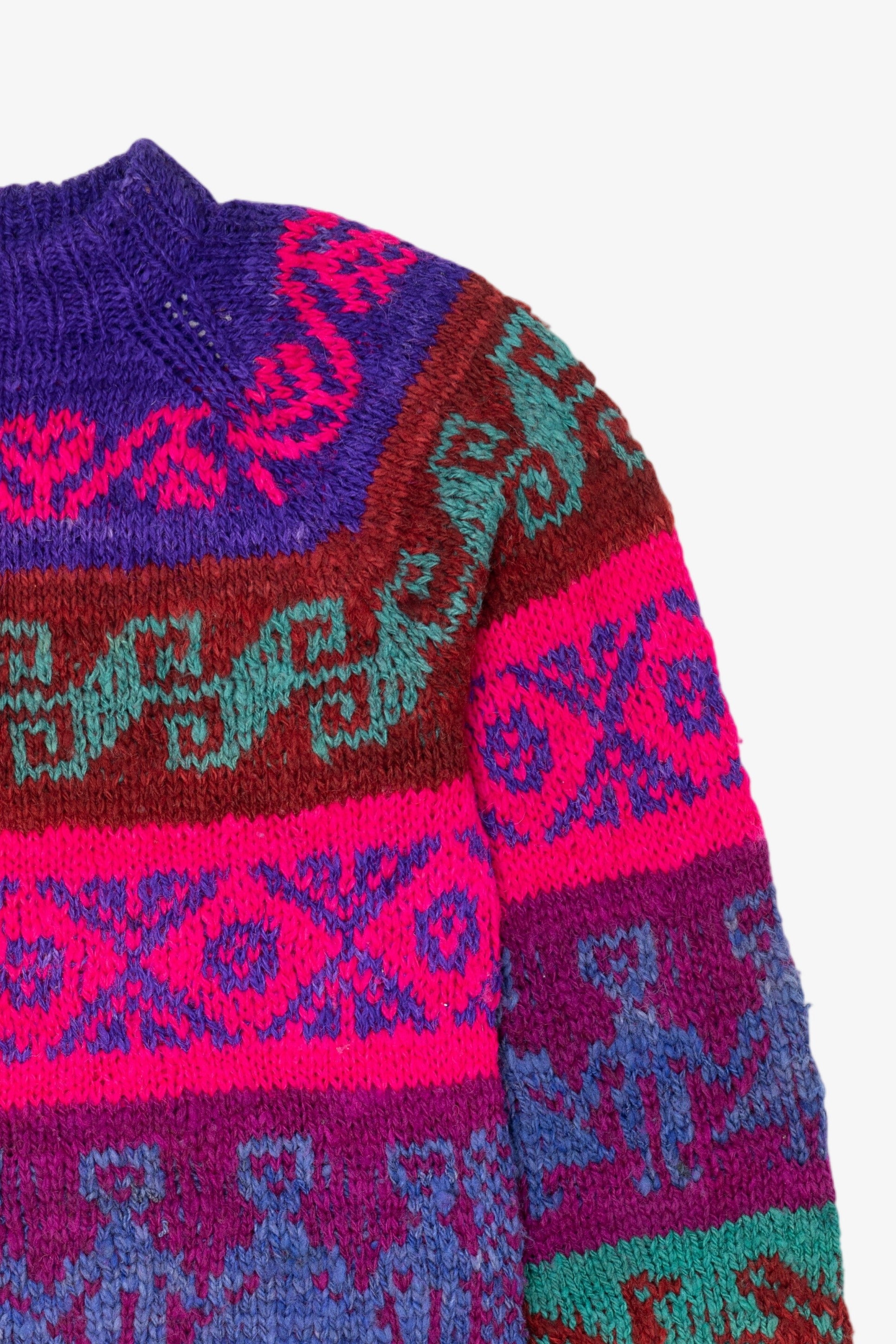 Vintage Distressed Colorful Artesians Incaica Fair Isle Sweater (1980s)